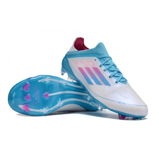 Cheap Adidas F50 FG Soccer Shoes Ltblue Grey Pink Sale