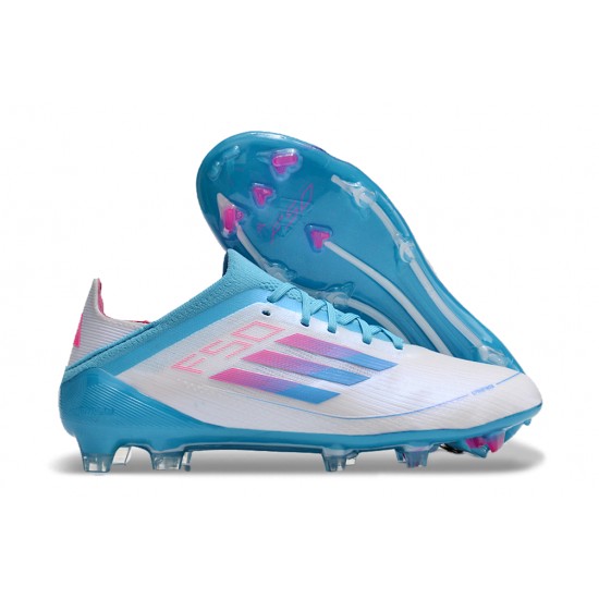 Cheap Adidas F50 FG Soccer Shoes Ltblue Grey Pink Sale