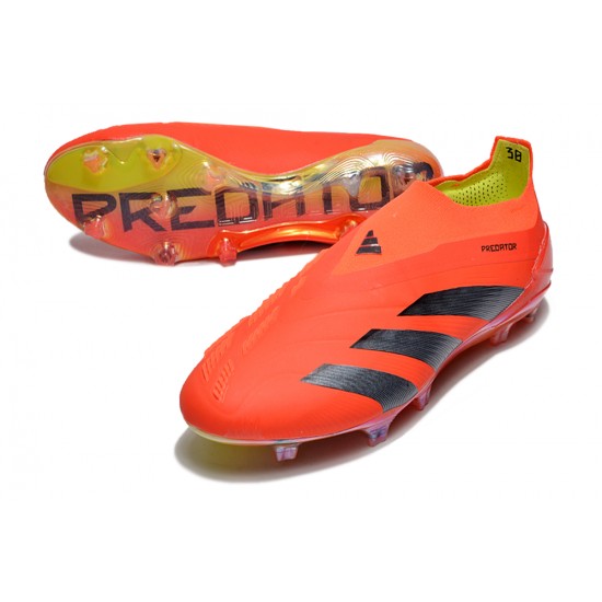 Cheap Adidas Predator Elite Laceless Boost FG Red Black Yellow Low Soccer Shoes Sale