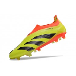 Adidas Predator Elite Laceless Boost FG Yellow Black Orange Low Soccer Shoes