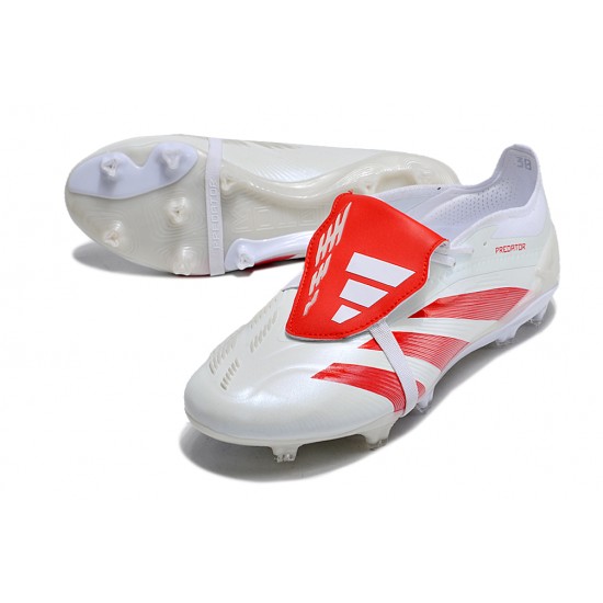 Cheap Adidas Predator Elite Tongue FG Beige White Red Low Soccer Shoes Sale