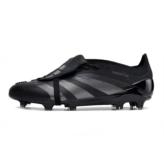 Cheap Adidas Predator Elite Tongue FG Black Silver Low Soccer Shoes Sale