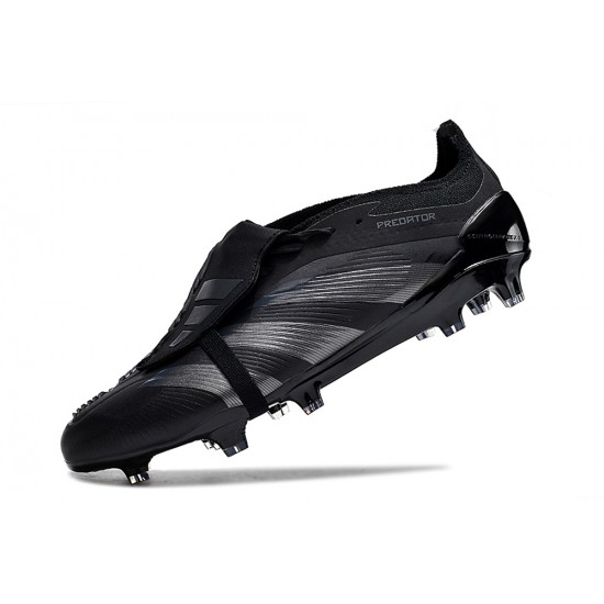 Cheap Adidas Predator Elite Tongue FG Black Silver Low Soccer Shoes Sale