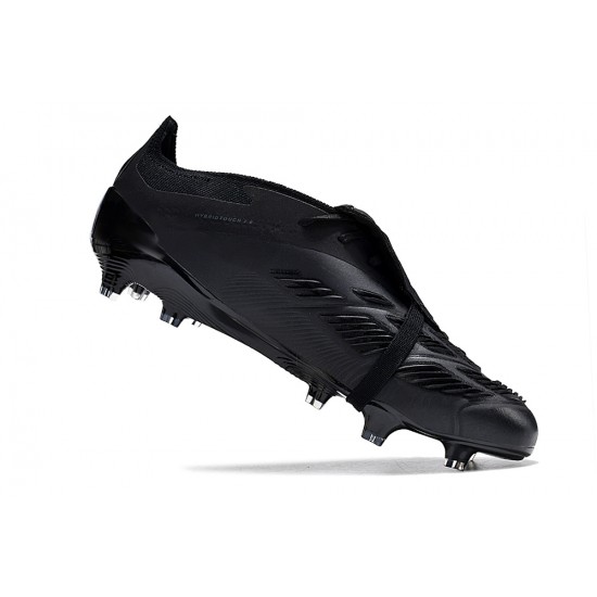 Cheap Adidas Predator Elite Tongue FG Black Silver Low Soccer Shoes Sale