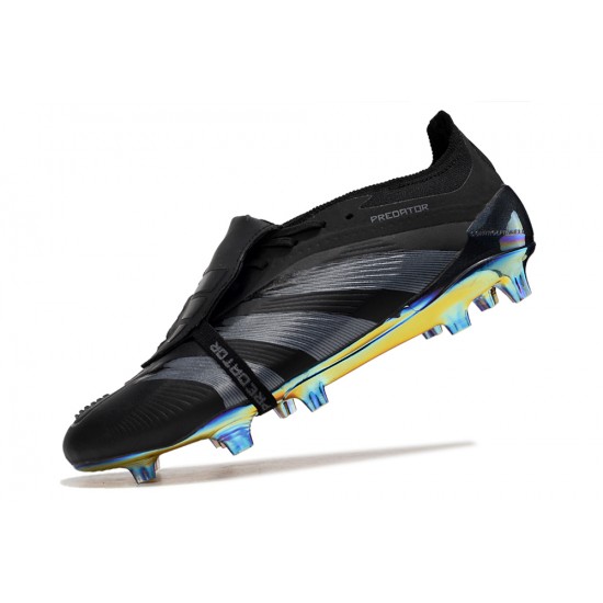 Cheap Adidas Predator Elite Tongue FG Black Gold Silver Low Soccer Shoes Sale