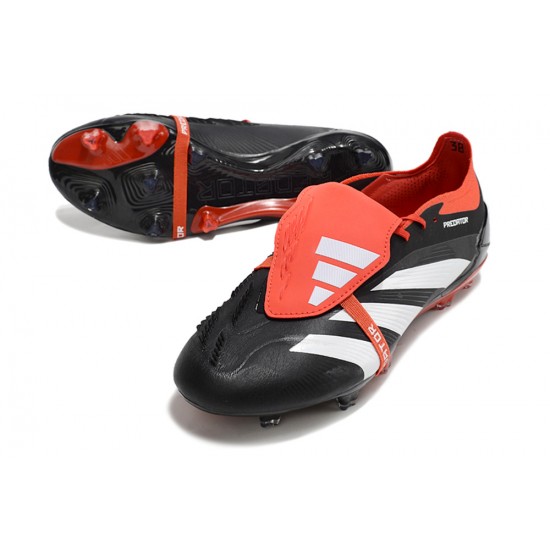 Cheap Adidas Predator Elite Tongue FG Black Red White Low Soccer Shoes Sale