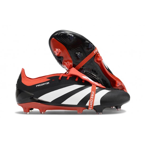 Cheap Adidas Predator Elite Tongue FG Black Red White Low Soccer Shoes Sale