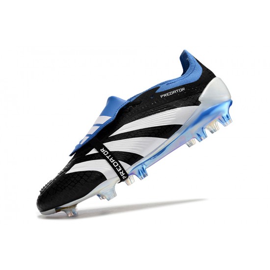 Cheap Adidas Predator Elite Tongue FG Black White Ltblue Low Soccer Shoes Sale