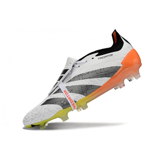 Cheap Adidas Predator Elite Tongue FG Black White Orange Low Soccer Shoes Sale