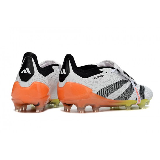 Cheap Adidas Predator Elite Tongue FG Black White Orange Low Soccer Shoes Sale