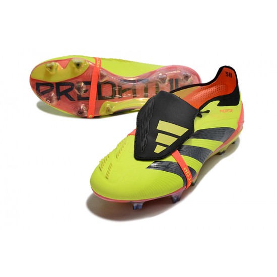 Cheap Adidas Predator Elite Tongue FG Black Yellow Red Low Soccer Shoes Sale