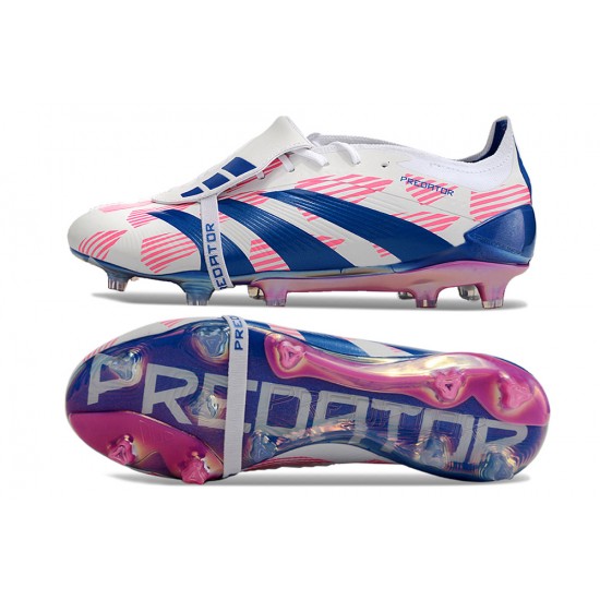 Cheap Adidas Predator Elite Tongue FG Pink Deep Blue White Low Soccer Shoes Sale