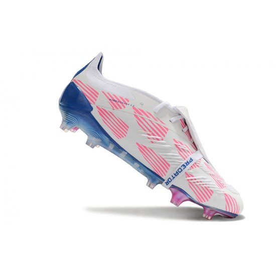 Cheap Adidas Predator Elite Tongue FG Pink Deep Blue White Low Soccer Shoes Sale