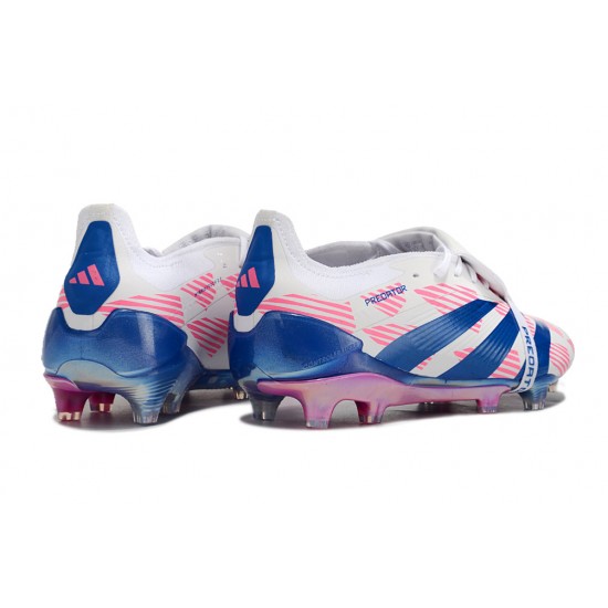 Cheap Adidas Predator Elite Tongue FG Pink Deep Blue White Low Soccer Shoes Sale