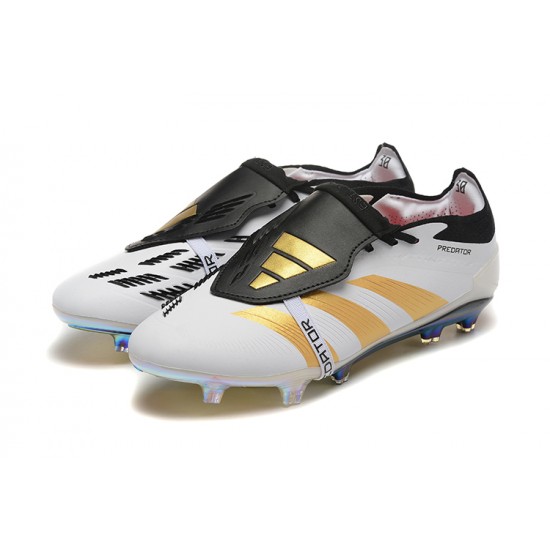 Cheap Adidas Predator Elite Tongue FG Soccer Shoes Gold White Black Sale