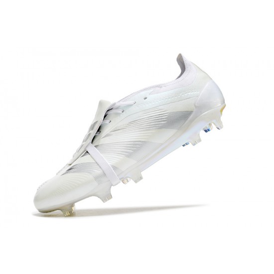 Cheap Adidas Predator Elite Tongue FG White Grey Low Soccer Shoes Sale