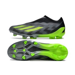 Adidas X Crazyfast.1 Laceless FG Low Soccer Shoes Black Green 