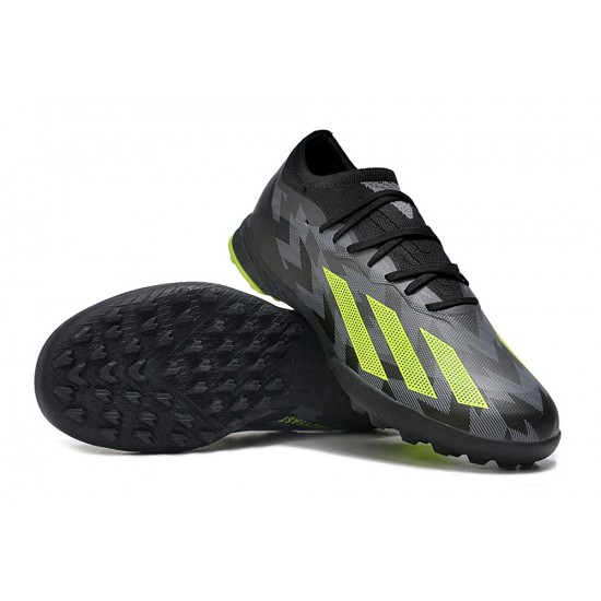 Cheap Adidas X Crazyfast.1 Laceless TF Low Soccer Shoes Black Green Sale