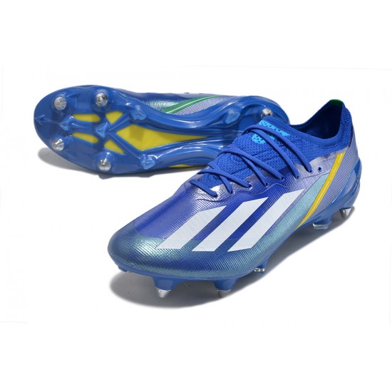 Cheap Adidas X Crazyfast1 SG Blue Ltblue Yellow Silver Soccer Shoes Sale