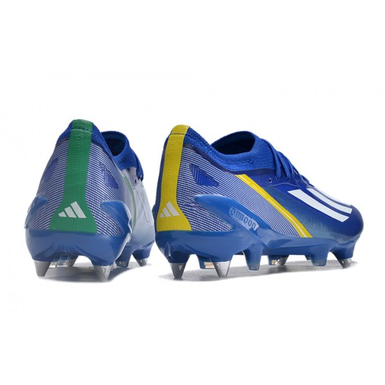 Cheap Adidas X Crazyfast1 SG Blue Ltblue Yellow Silver Soccer Shoes Sale