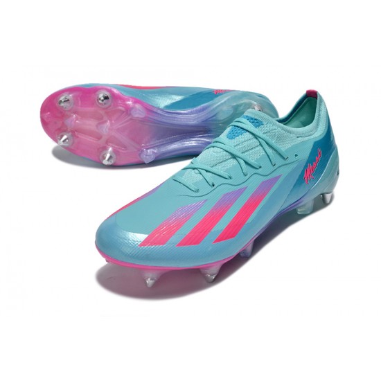 Cheap Adidas X Crazyfast1 SG Ltblue Pink Low Soccer Shoes Sale