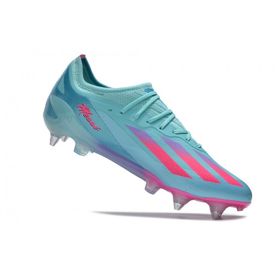 Cheap Adidas X Crazyfast1 SG Ltblue Pink Low Soccer Shoes Sale