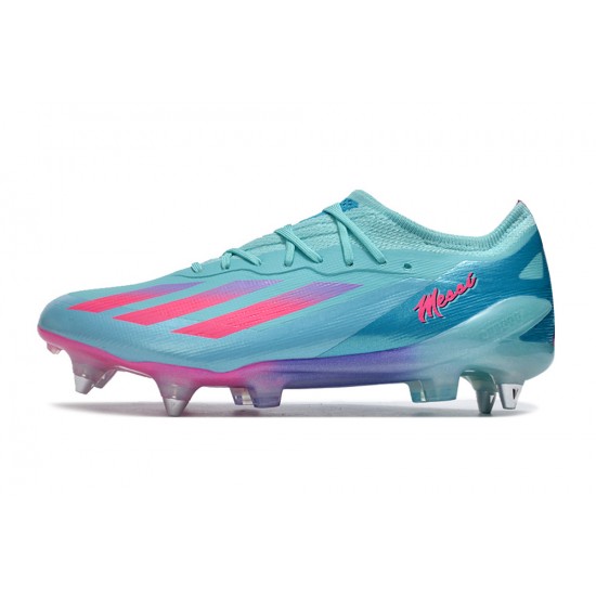 Cheap Adidas X Crazyfast1 SG Ltblue Pink Low Soccer Shoes Sale