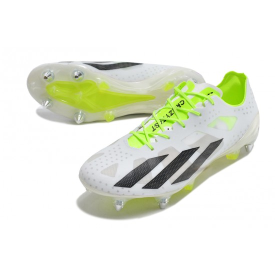 Cheap Adidas X Crazyfast1 SG Yellow Green White Black Low Soccer Shoes Sale