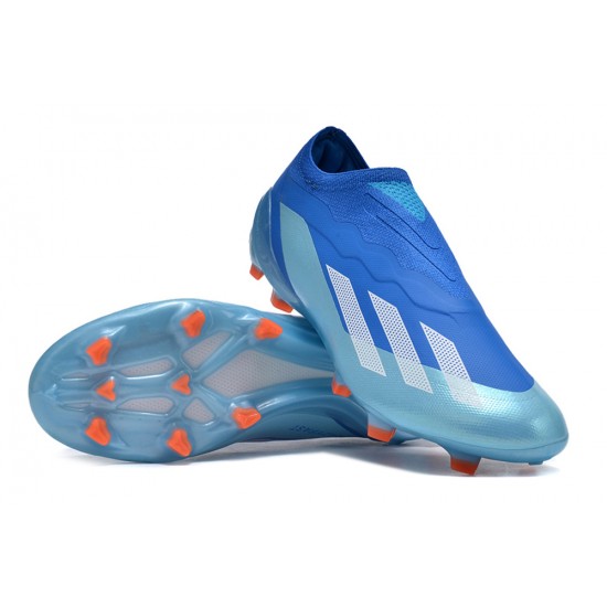 Cheap Adidas x23crazyfast.1 FG Low Soccer Shoes Blue Silver Orange Sale