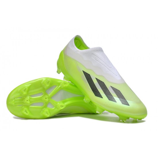 Cheap Adidas x23crazyfast.1 Laceless FG Low Soccer Shoes White Black Green Sale