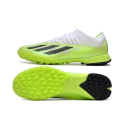 Adidas x23crazyfast.1 Laceless TF Low Soccer Shoes White Black Green 