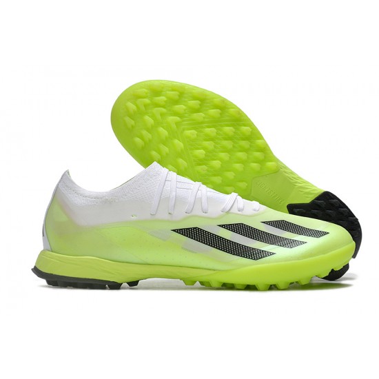 Cheap Adidas x23crazyfast.1 Laceless TF Low Soccer Shoes White Black Green Sale