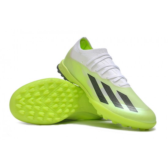 Cheap Adidas x23crazyfast.1 Laceless TF Low Soccer Shoes White Black Green Sale