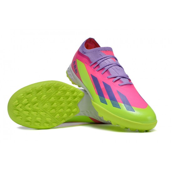 Cheap Adidas x23crazyfast.1 TF Low Soccer Shoes Pink Purple Green Sale