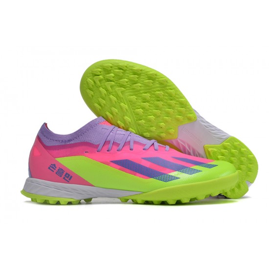 Cheap Adidas x23crazyfast.1 TF Low Soccer Shoes Pink Purple Green Sale