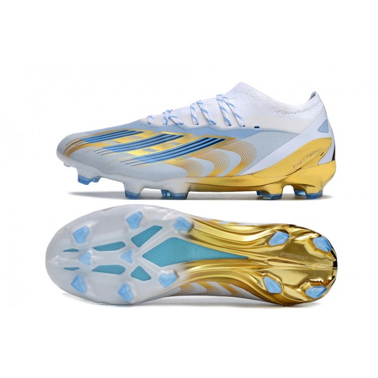 Cheap Adidas x23crazyfast.1 TF Soccer Shoes White Blue Gold Sale