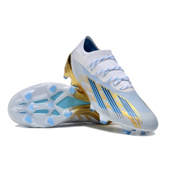 Cheap Adidas x23crazyfast.1 TF Soccer Shoes White Blue Gold Sale