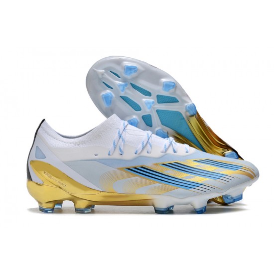 Cheap Adidas x23crazyfast.1 TF Soccer Shoes White Blue Gold Sale