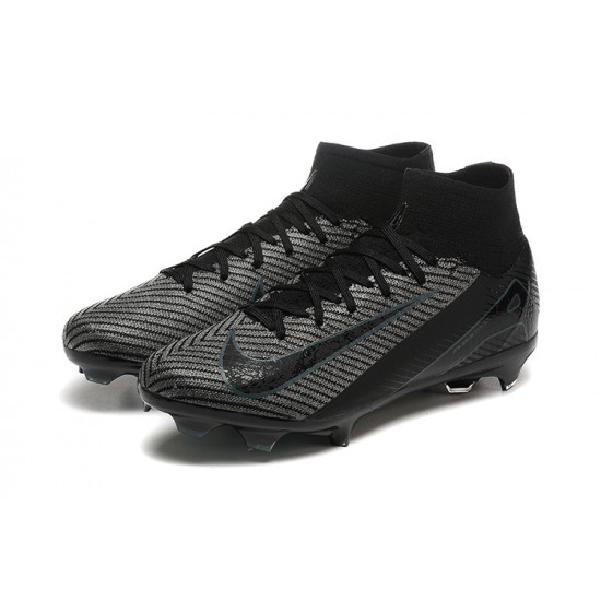 Cheap Nike Air Zoom Mercurial Superfly 10 Elite FG High Top Black Soccer Shoes Sale