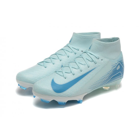 Cheap Nike Air Zoom Mercurial Superfly 10 Elite FG High Top Blue Grey Soccer Shoes Sale