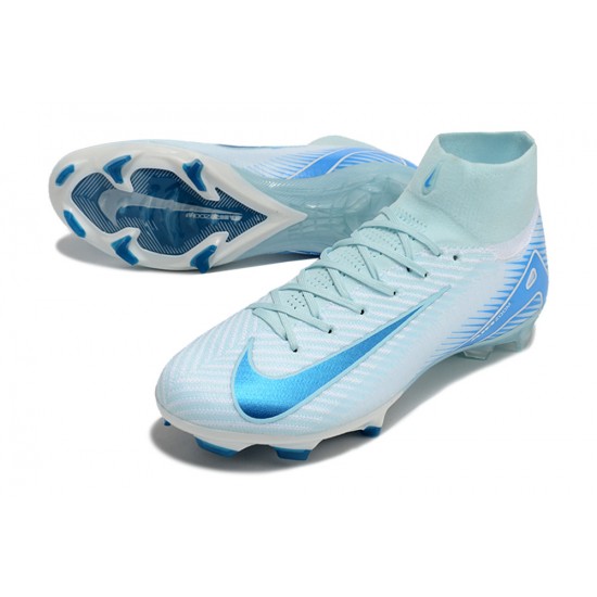 Cheap Nike Air Zoom Mercurial Superfly 10 Elite FG Ltblue Deep Blue Soccer Shoes Sale