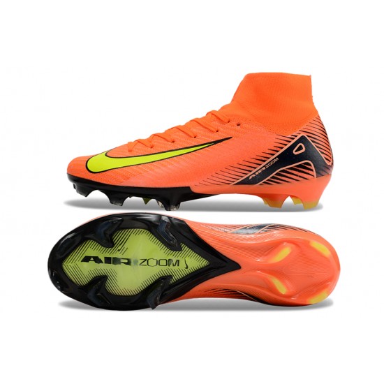 Cheap Nike Air Zoom Mercurial Superfly 10 Elite FG Orange Yellow Black Soccer Shoes Sale