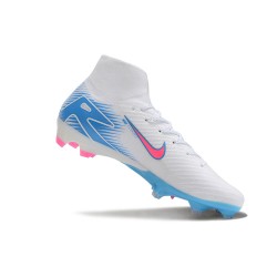 Nike Air Zoom Mercurial Superfly 10 Elite FG White Pink Ltblue High Top Soccer Shoes