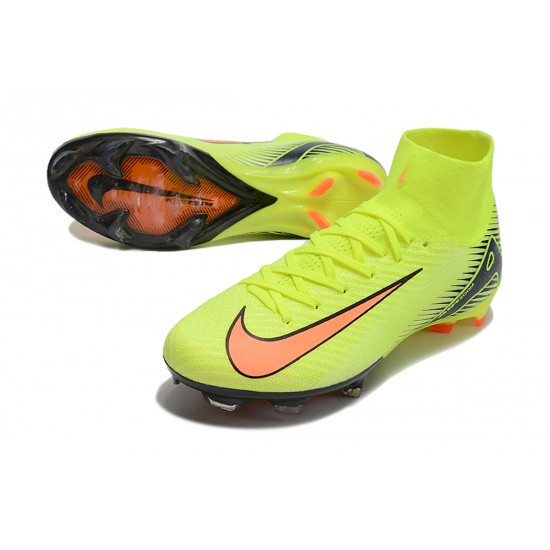 Cheap Nike Air Zoom Mercurial Superfly 10 Elite FG Yellow Black Orange Soccer Shoes Sale