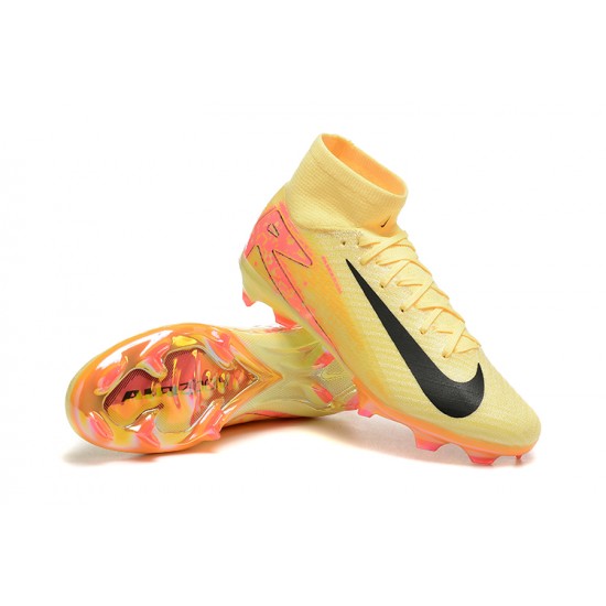 Cheap Nike Air Zoom Mercurial Superfly 10 Elite FG Yellow Black Pink High Top Soccer Shoes Sale