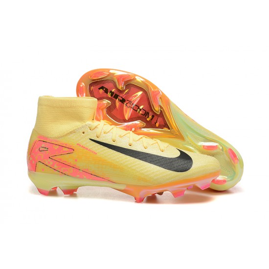 Cheap Nike Air Zoom Mercurial Superfly 10 Elite FG Yellow Black Pink High Top Soccer Shoes Sale