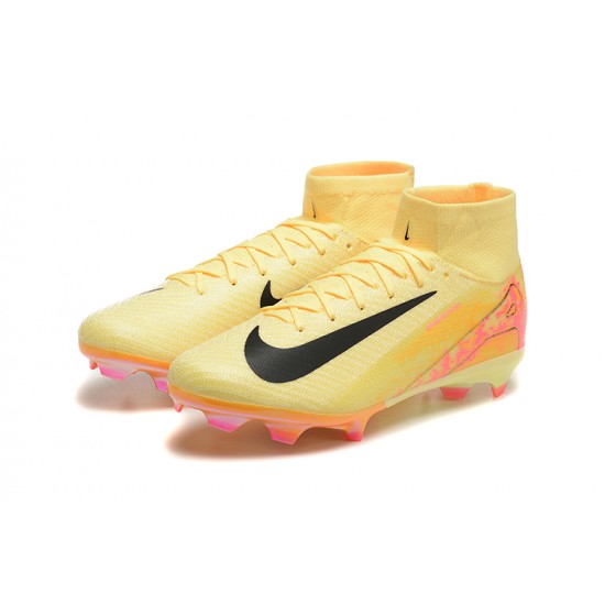 Cheap Nike Air Zoom Mercurial Superfly 10 Elite FG Yellow Black Pink High Top Soccer Shoes Sale