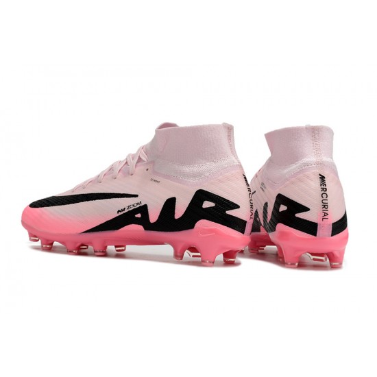 Cheap Nike Air Zoom Mercurial Superfly 9 Elite AG High Top Soccer Shoes Pink White Black Sale