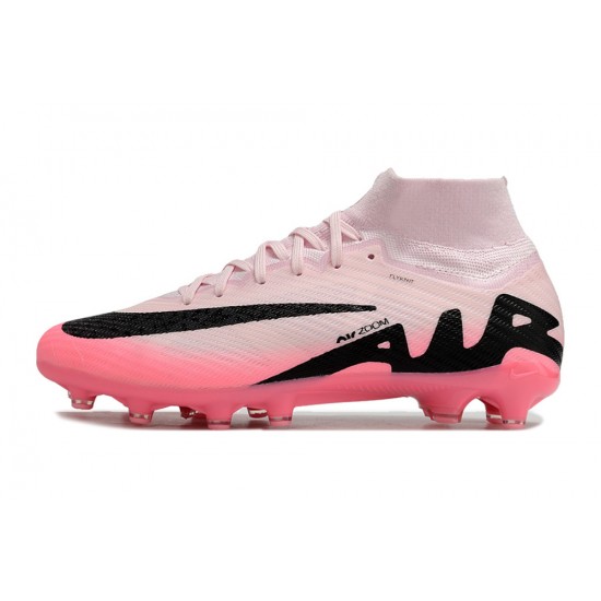 Cheap Nike Air Zoom Mercurial Superfly 9 Elite AG High Top Soccer Shoes Pink White Black Sale