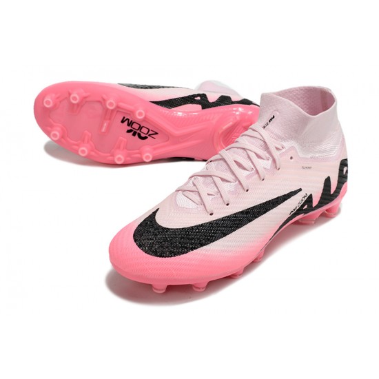 Cheap Nike Air Zoom Mercurial Superfly 9 Elite AG High Top Soccer Shoes Pink White Black Sale